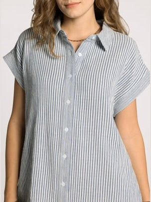 THE CRESCENT STRIPED DRESS - blue