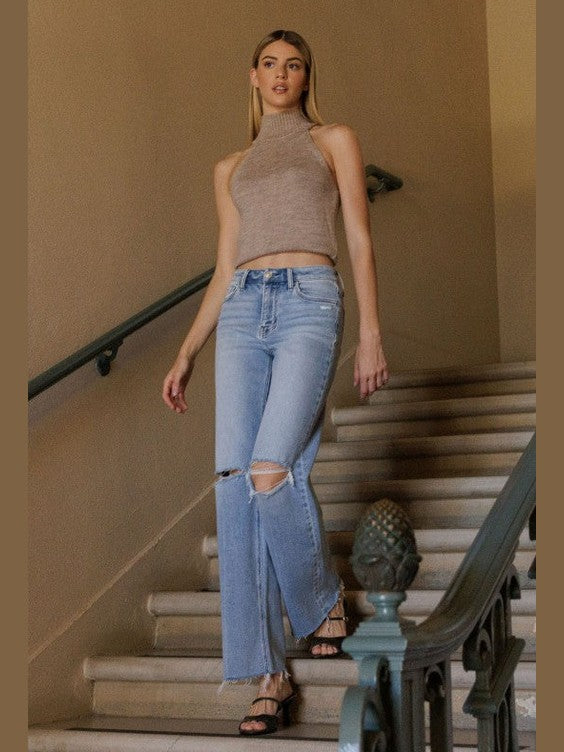 THE GLORIETTA DISTRESSED STRETCHY DENIM