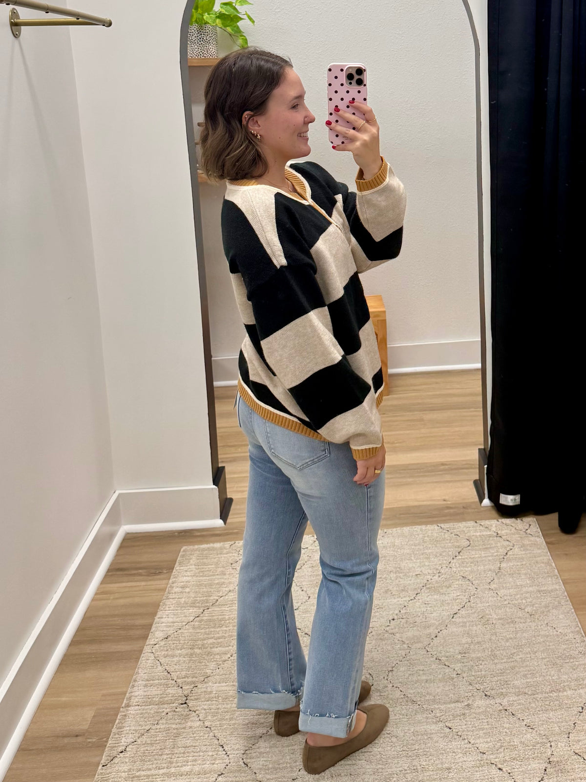 THE LAYNI STRIPED CARDI SWEATER