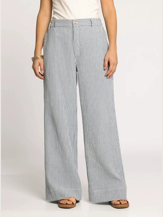 THE MAIA STRIPED COTTON PANT - blue