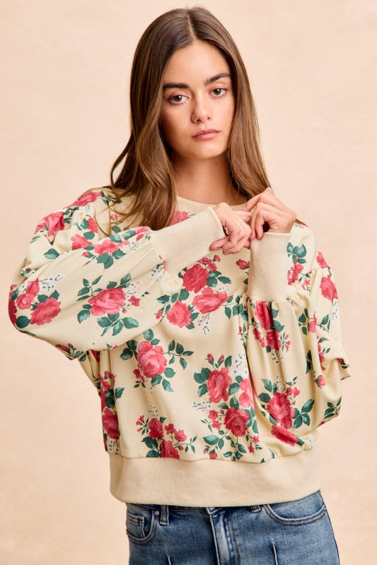 THE CARLIE FRENCH TERRY FLORAL TOP