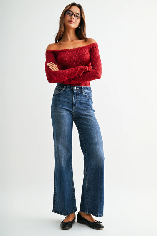 THE ANGELA HI RISE WIDE LEG - dark wash