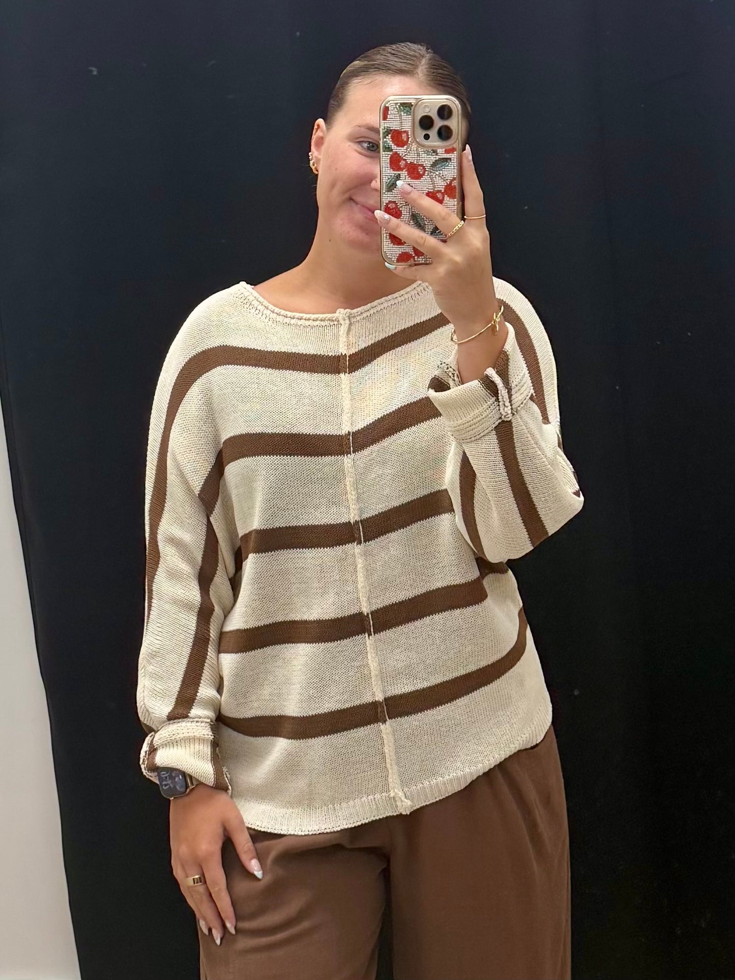 THE BENTLEY SHEER OVERSIZED KNIT DOLMAN -cocoa