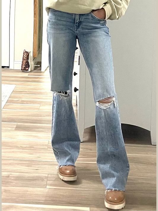 THE GLORIETTA DISTRESSED STRETCHY DENIM