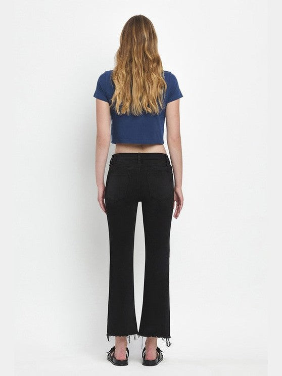 THE LINDSAY MID RISE RAW HEM BLACK DENIM REG & PLUS