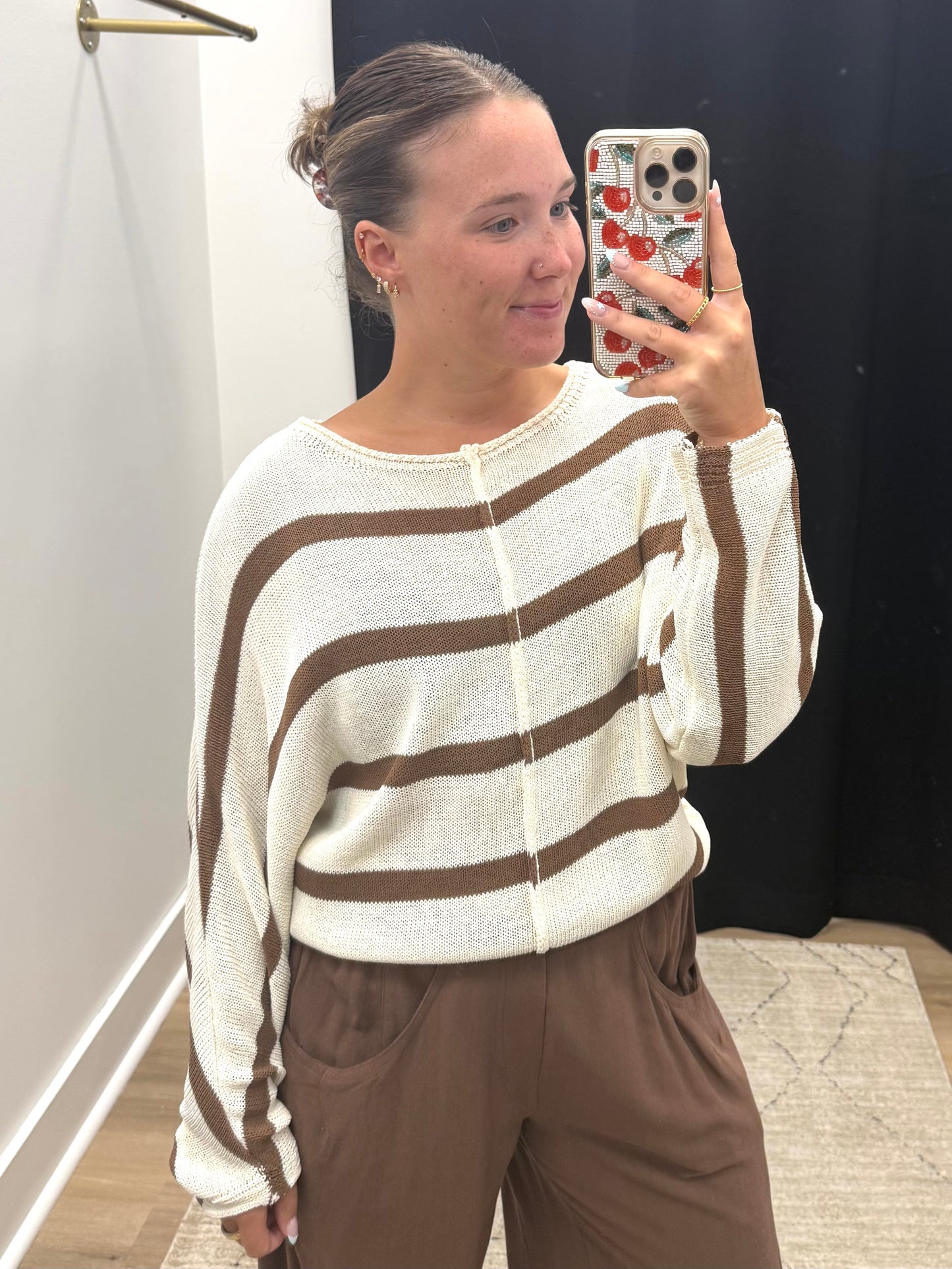 THE BENTLEY SHEER OVERSIZED KNIT DOLMAN -cocoa