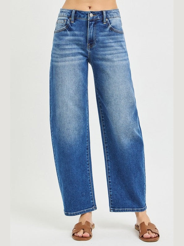 THE NADINE MEDIUM WASH BARREL DENIM