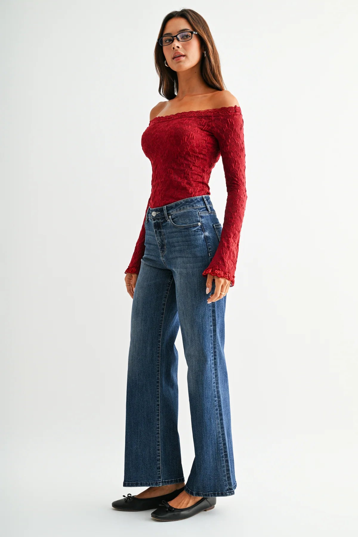 THE ANGELA HI RISE WIDE LEG - dark wash