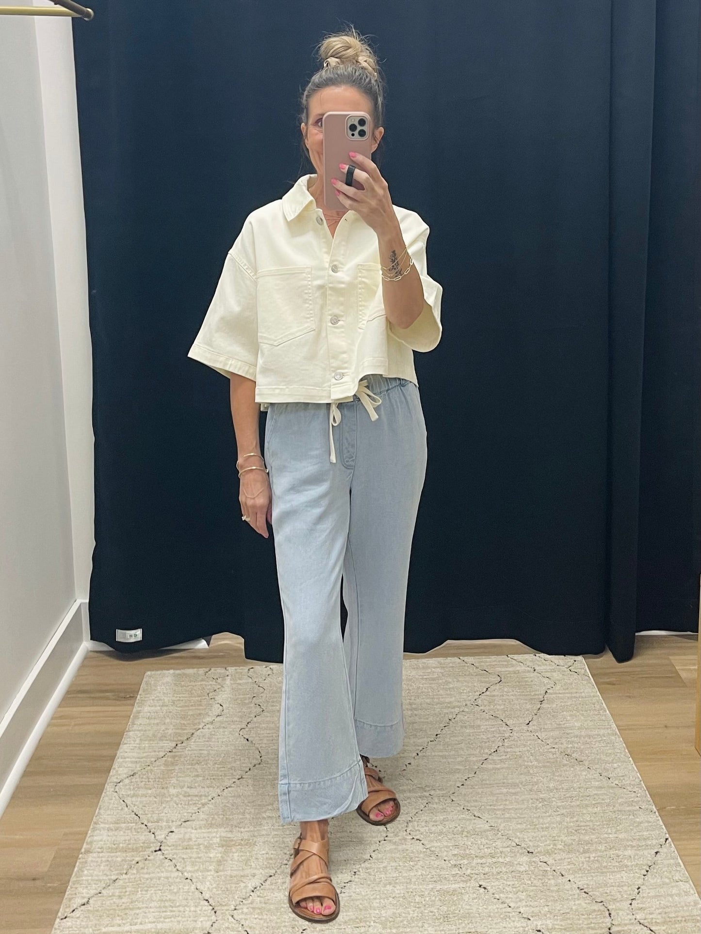 THE ASTRIA CROPPED DENIM PANTS - lt blue denim