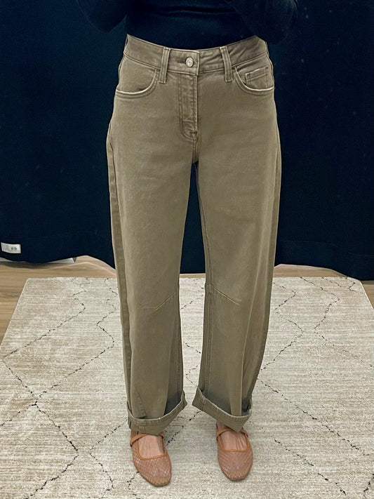 THE KATE BARREL LEG DENIM - dark taupe