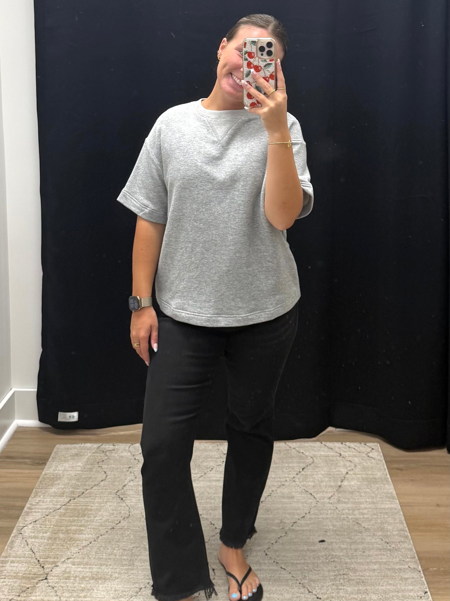 THE BETHANY CREWNECK TOP - grey