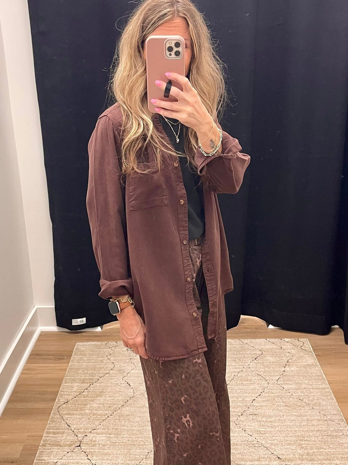 THE GINGER DENIM BUTTON DOWN TOP - brown