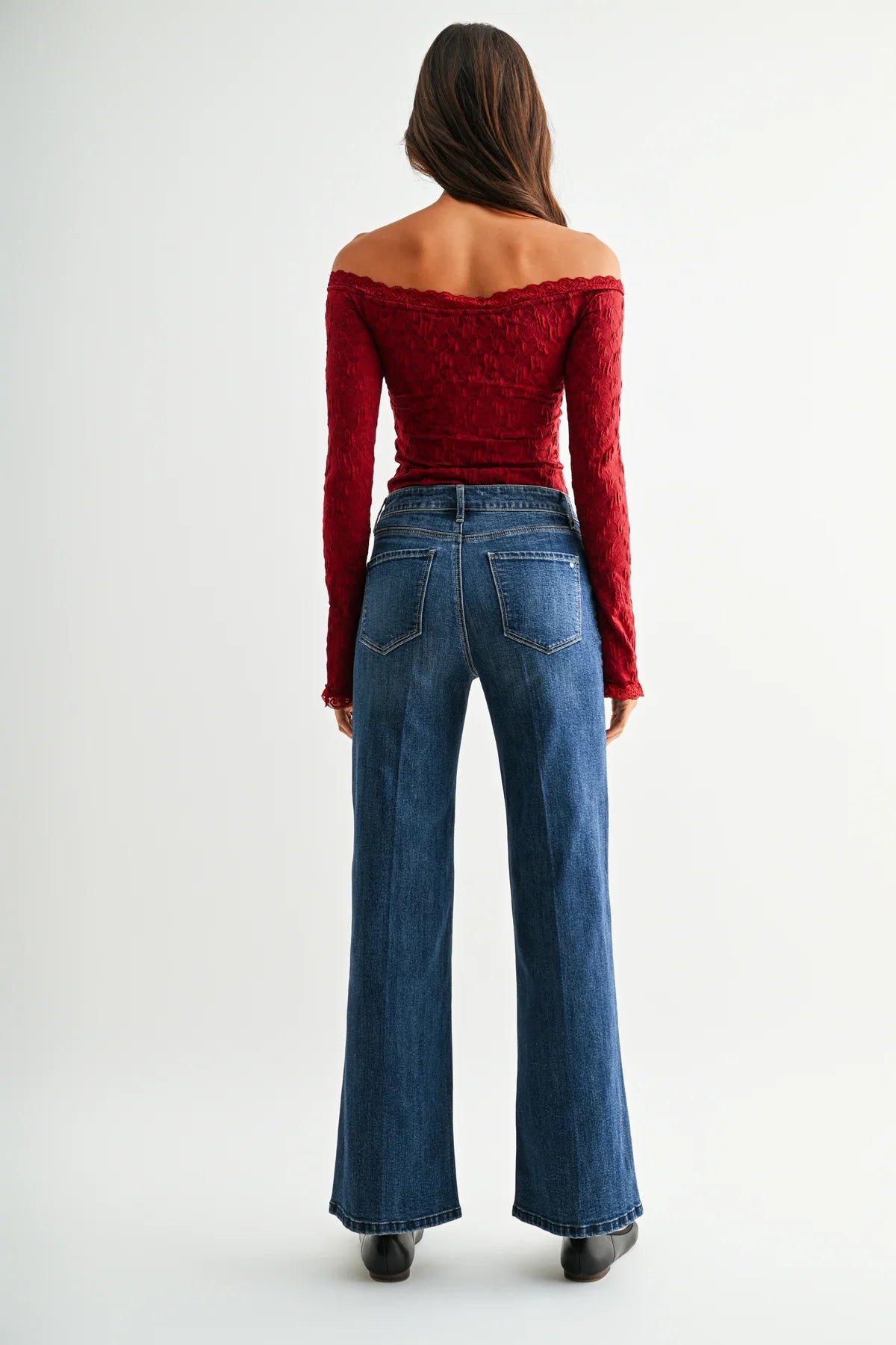 THE ANGELA HI RISE WIDE LEG - dark wash