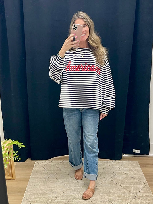 THE AMERICANA STRIPED TOP - navy