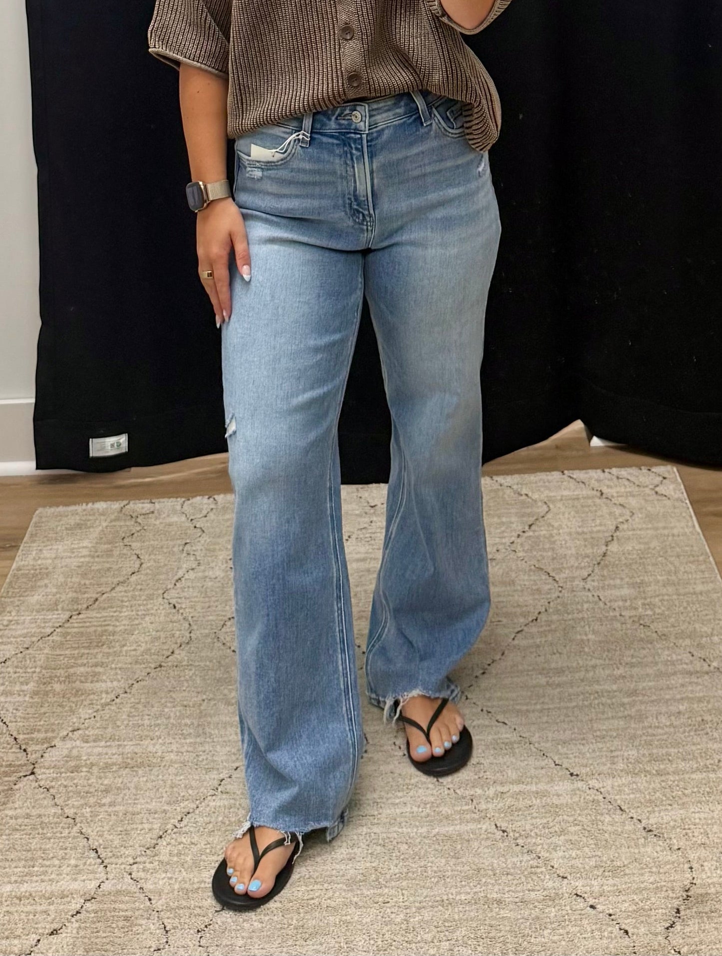 THE ELSA SLIM WIDE LEG DENIM