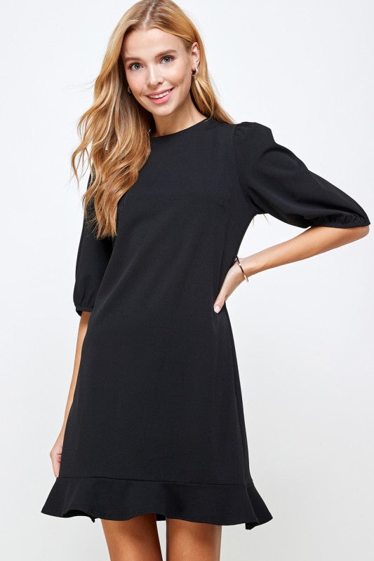 THE MARY PUFF SLEEVE BLACK DRESS