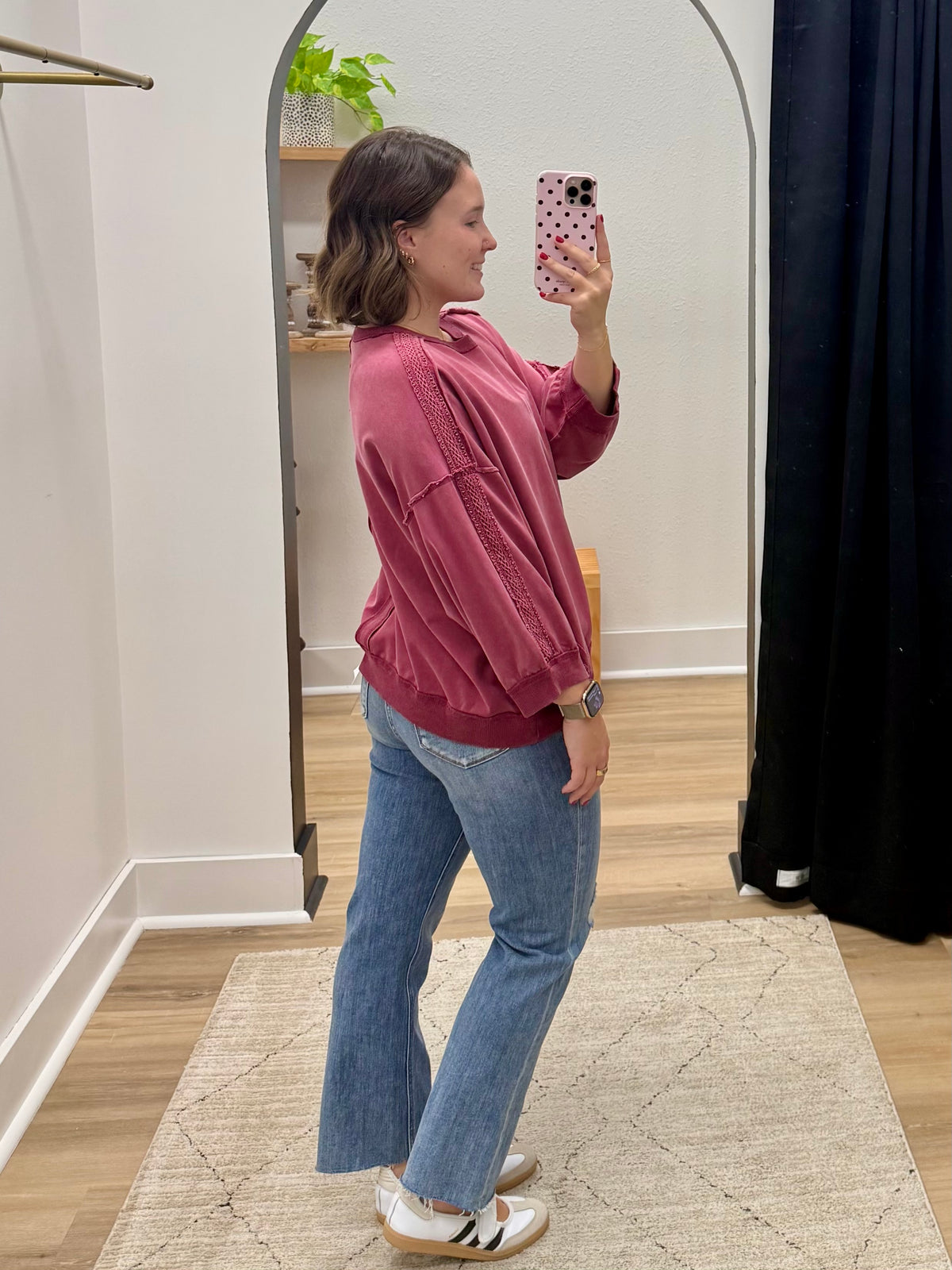 THE NATASHA LACE TRIM SWEATSHIRT - burgundy