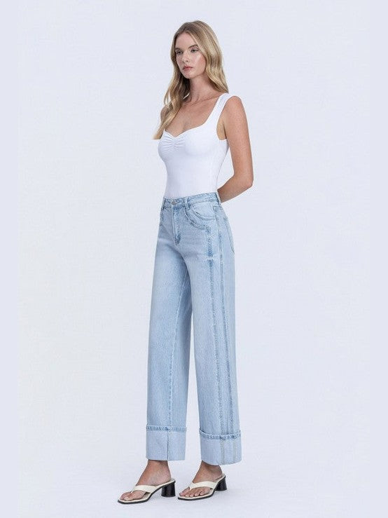THE KRIS BAGGY WIDE LEG HI RISE DENIM