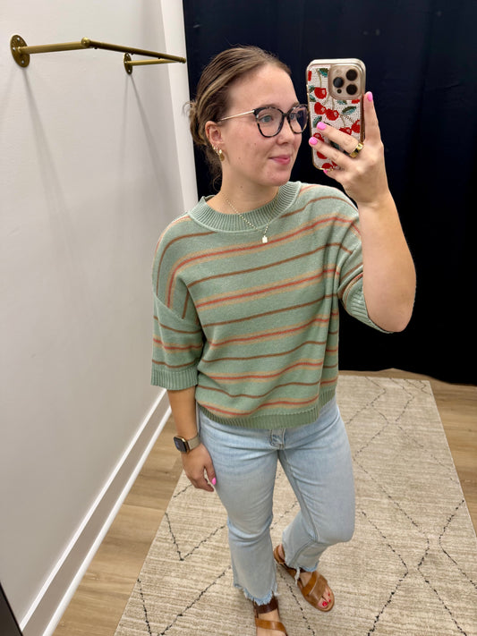 THE NOVA OVERSIZED STRIPED SWEATER - sage