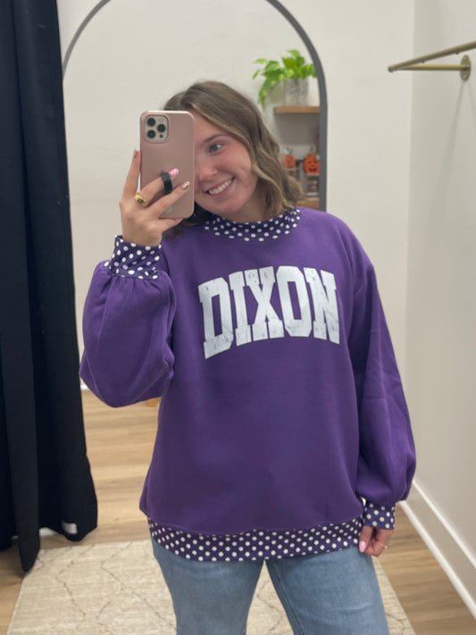 THE DIXON MOCK NECK POLKA DOT TOP - purple