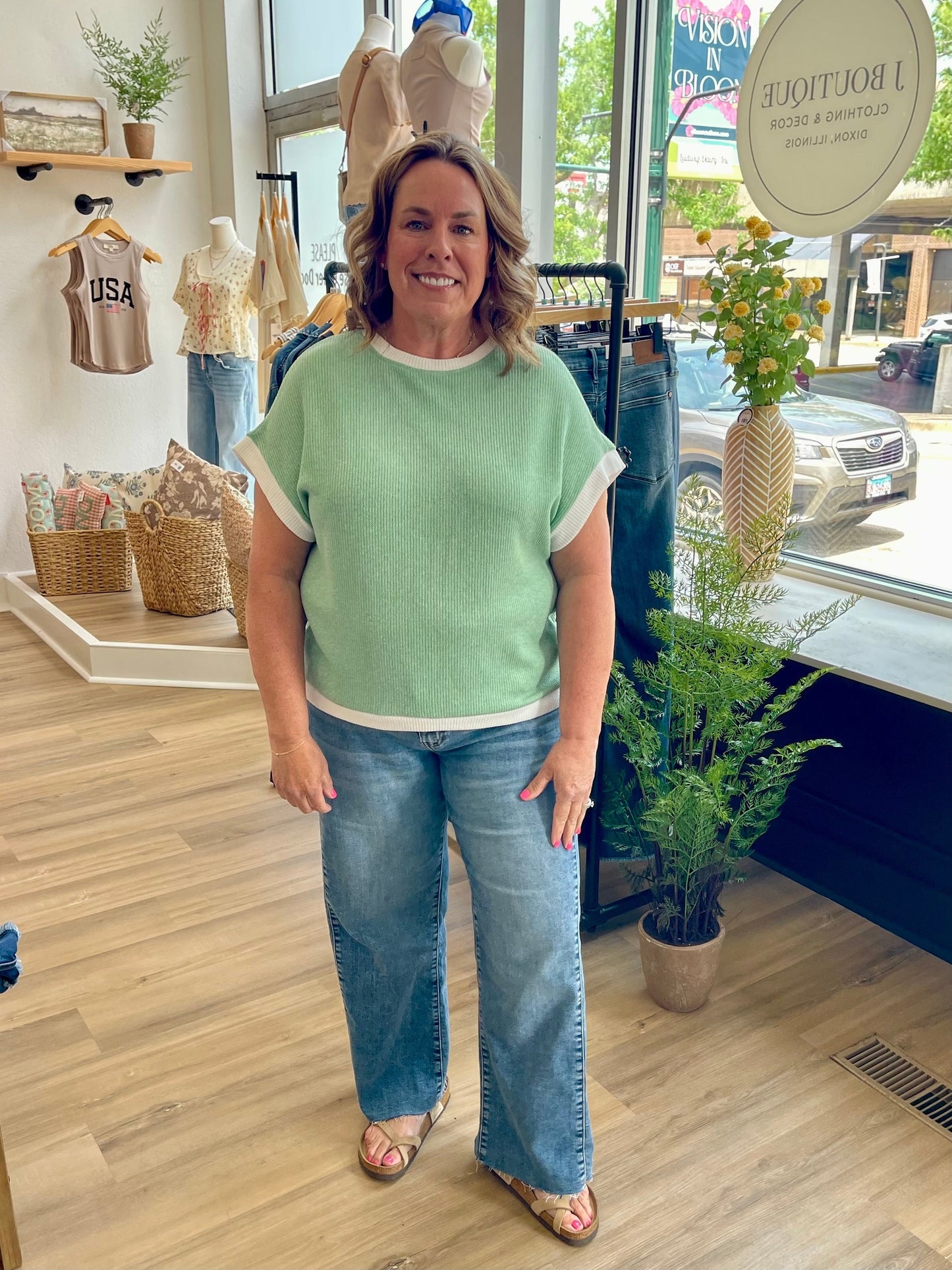THE AMY COLORBLOCK TOP - green