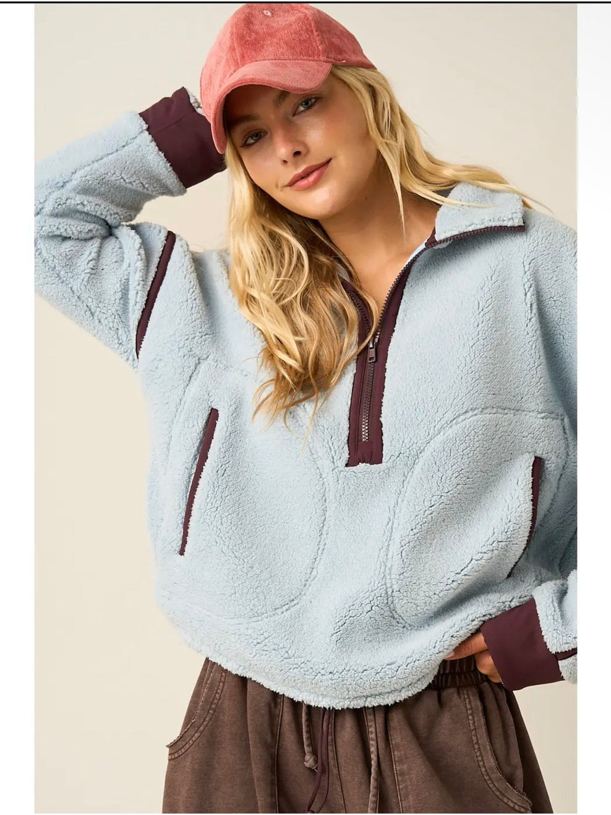 THE RUTH FLEECE PULLOVER - Sky blue