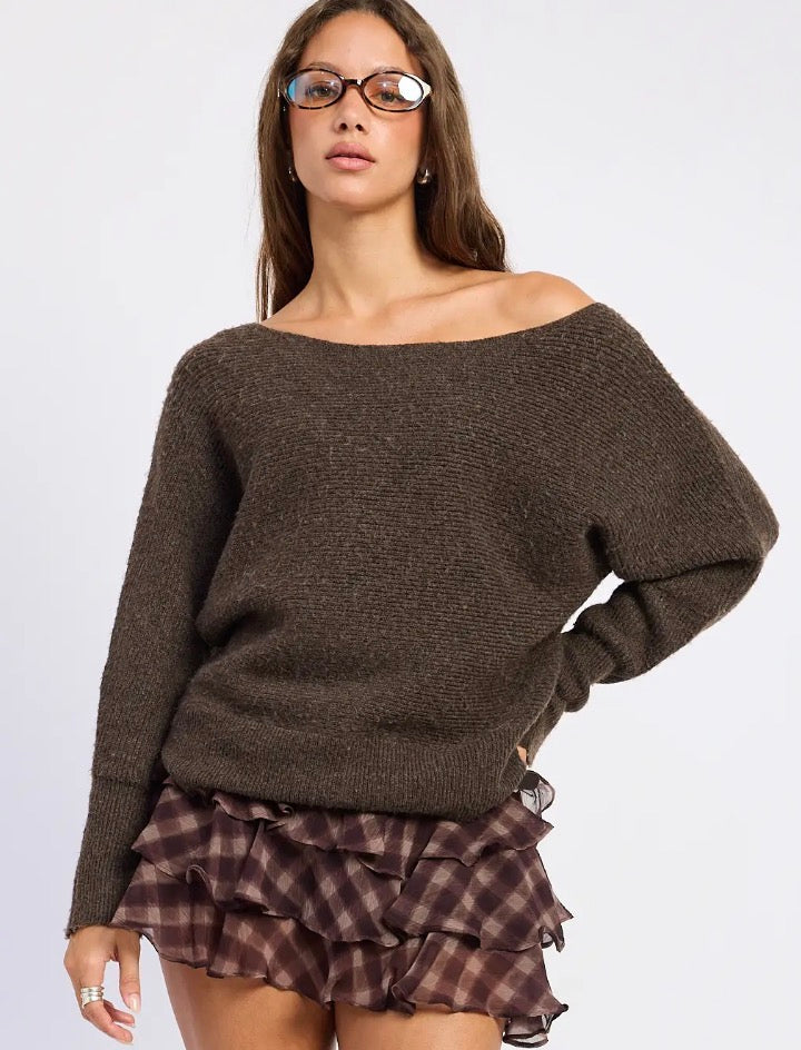 THE JONI OFF SHOULDER RIBBED SWEATER