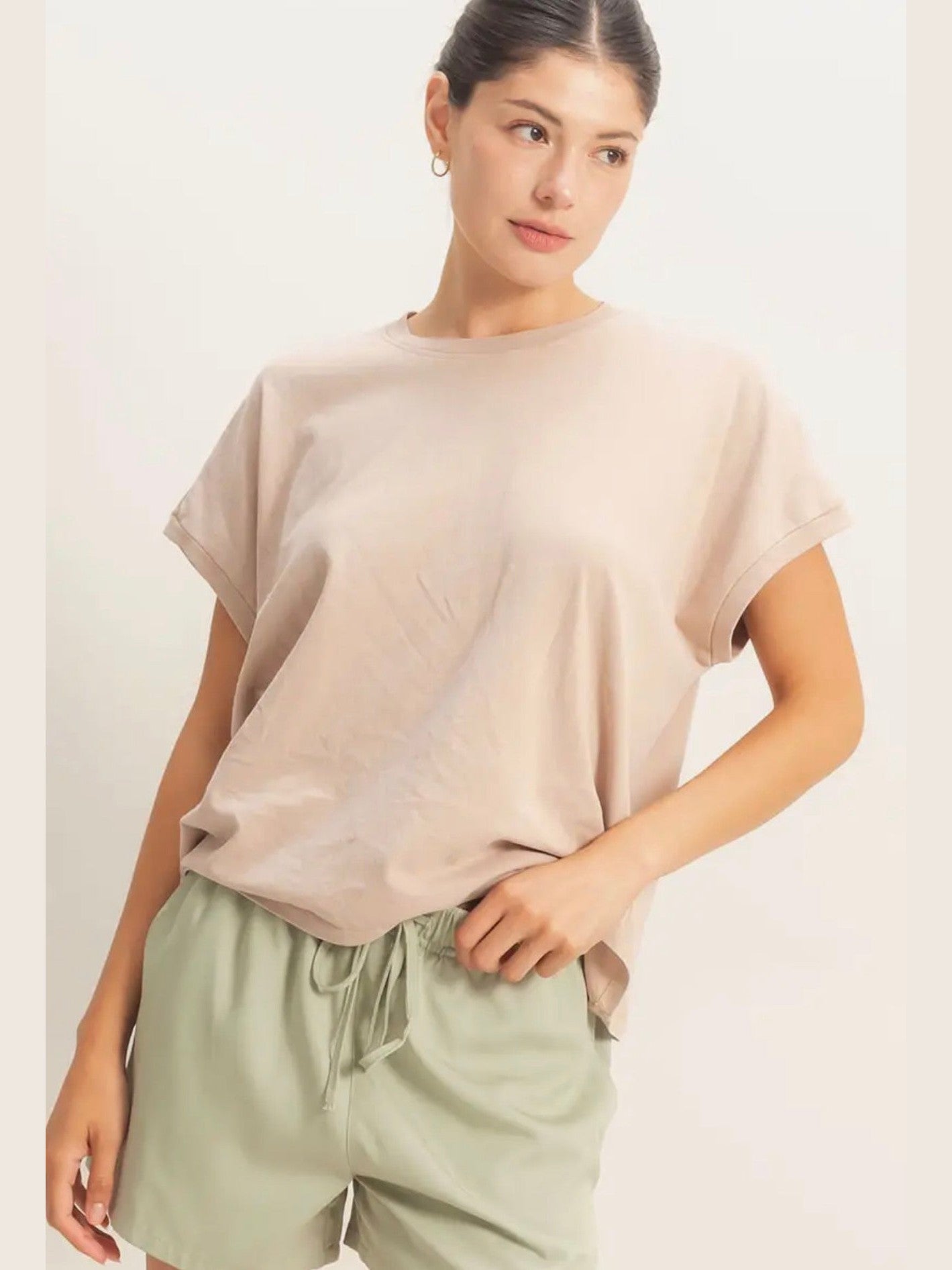 THE NICOLE CAP SLEEVE KNIT TEE - taupe