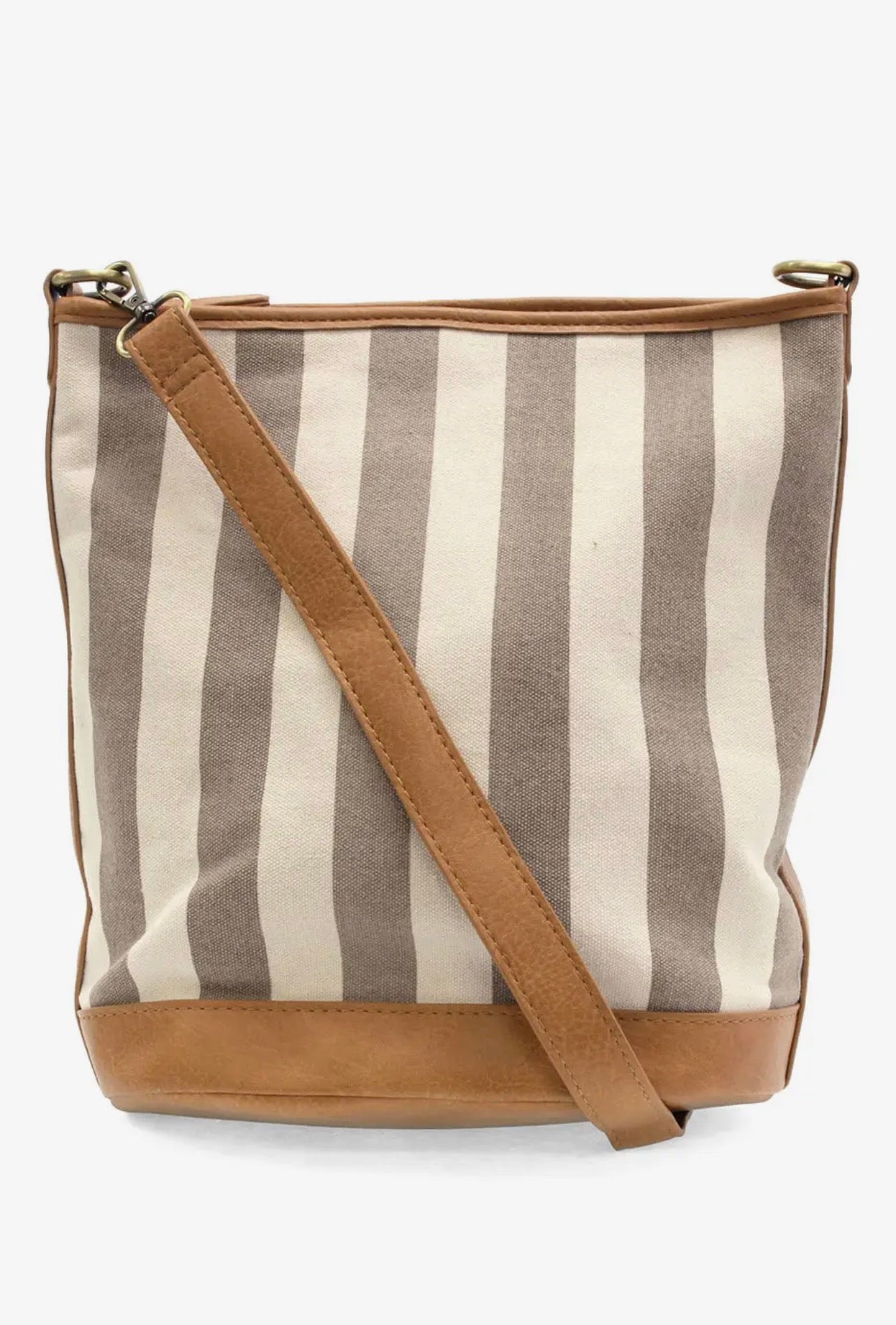 AWNING STRIPED BUCKET CANVAS PURSE - grey