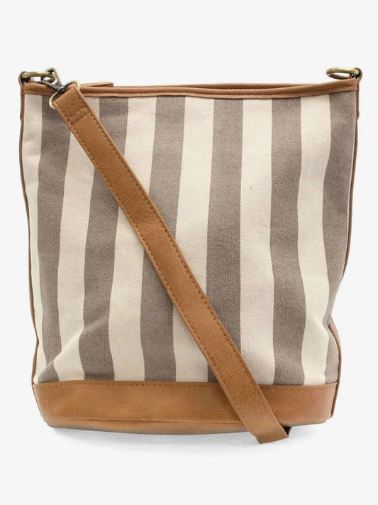 AWNING STRIPED BUCKET CANVAS PURSE - grey