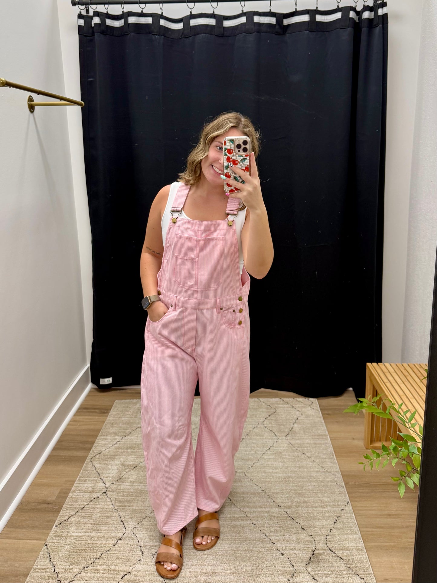THE ELLIE STRIPED BARREL JUMPSUIT - pink