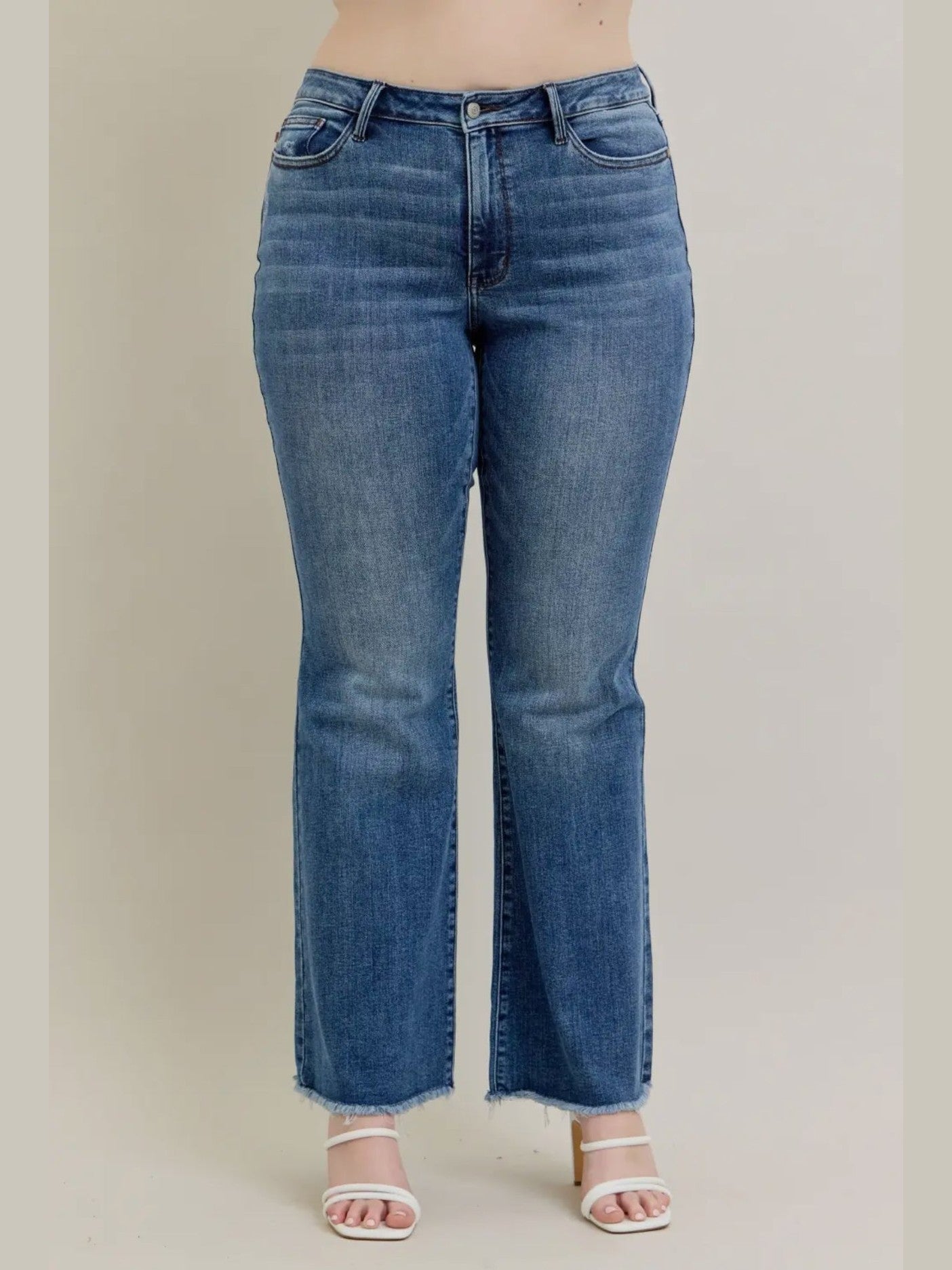 THE KARLY VINTAGE WASH FLARE DENIM JEANS