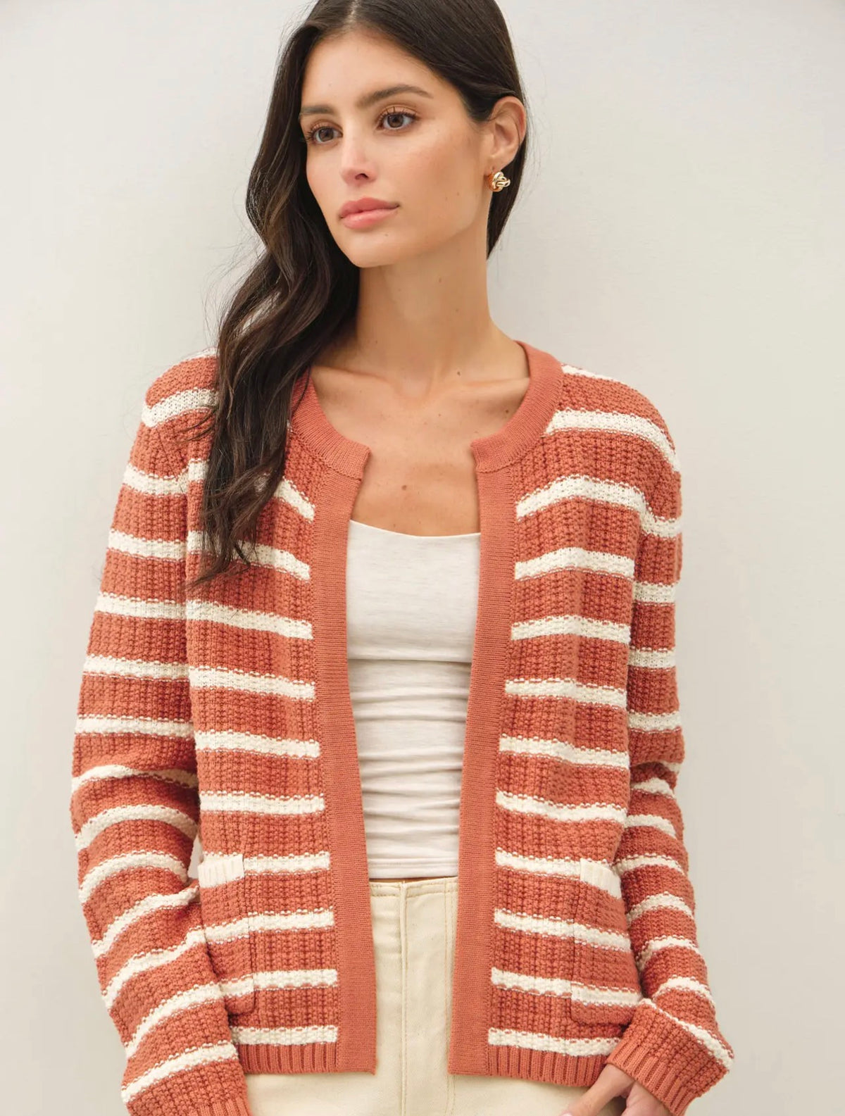 THE CARRIE KNIT OPEN CARDIGAN - terracotta