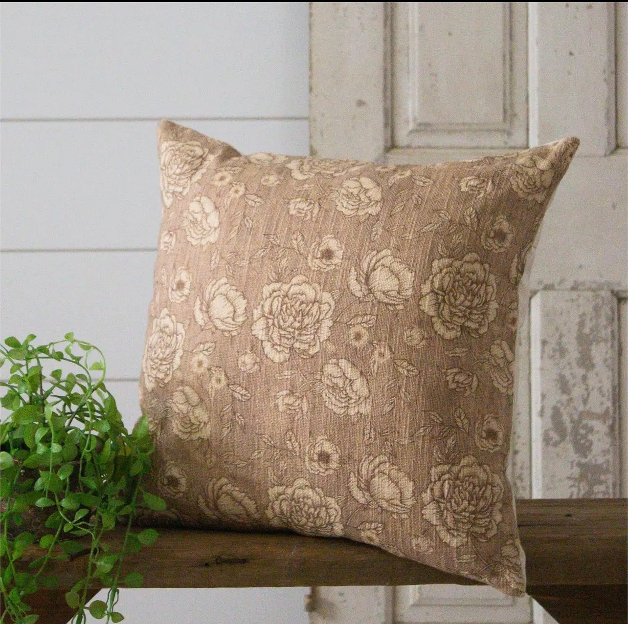 SEPIA FLORAL THROW PILLOW COVER - brownish