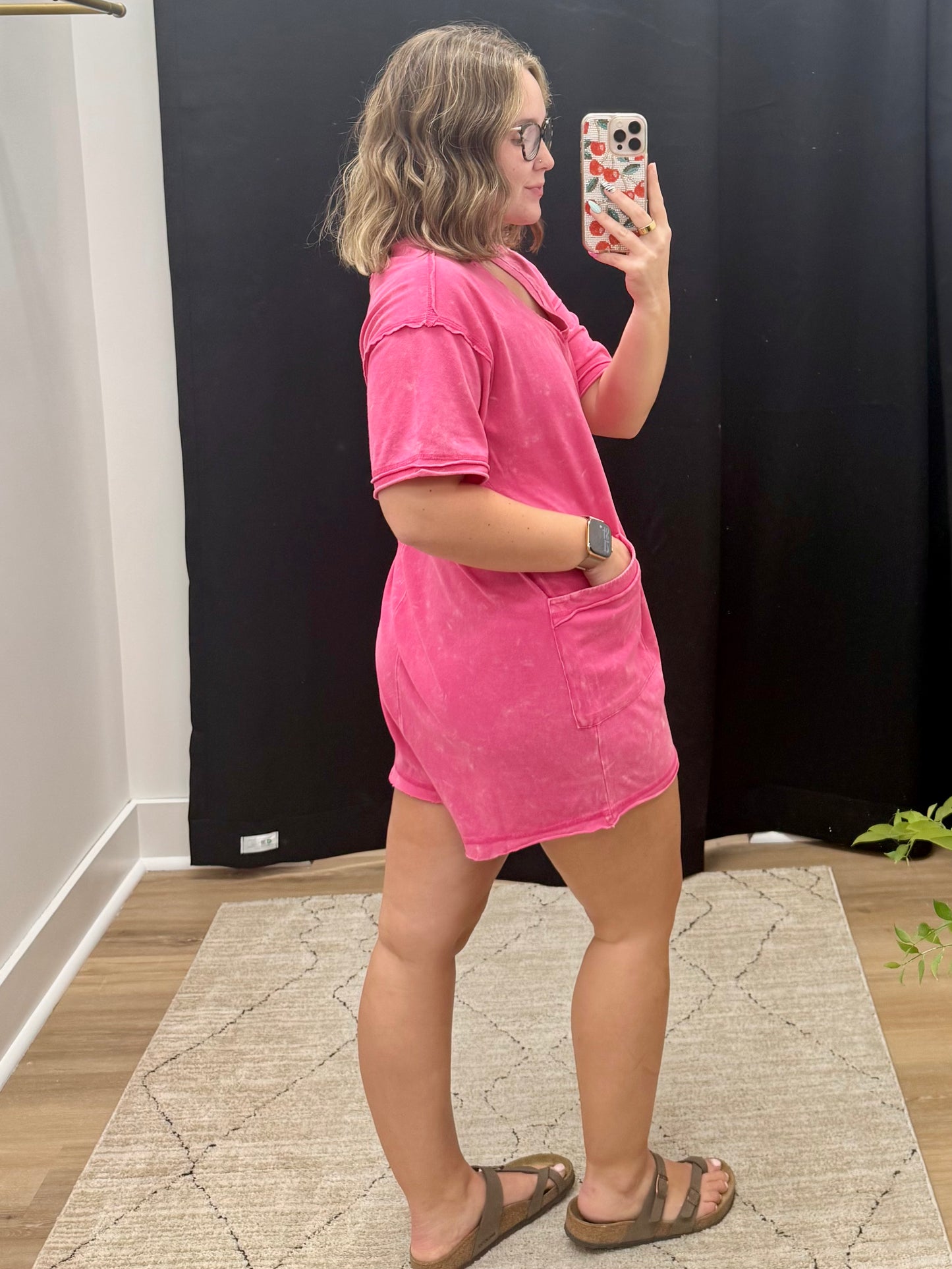THE IVY MINERAL WASH ROMPER - pink