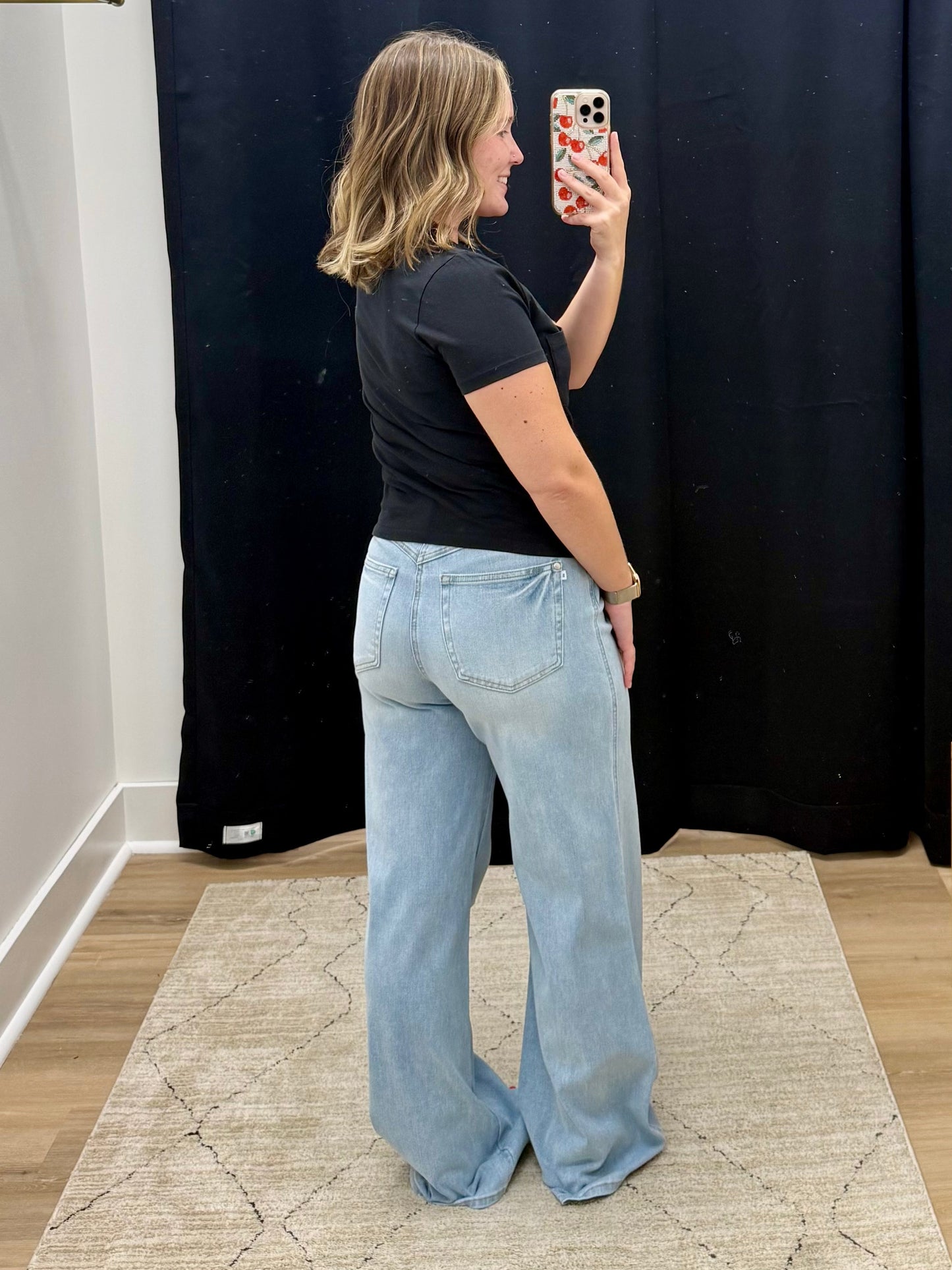 THE EVIE HW RETRO WIDE LEG LT DENIM JEANS