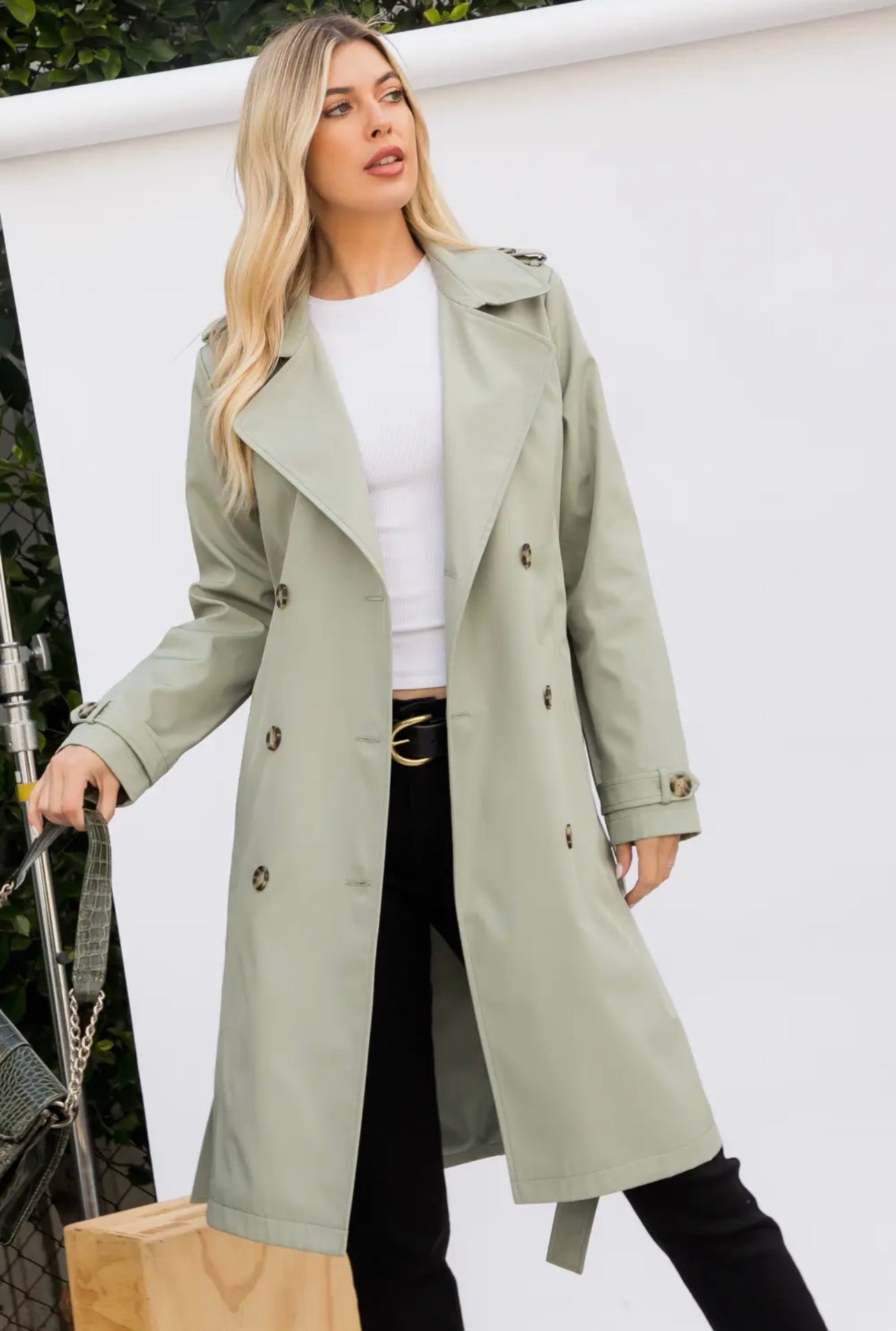 THE GIA LONG TRENCH COAT - lt olive