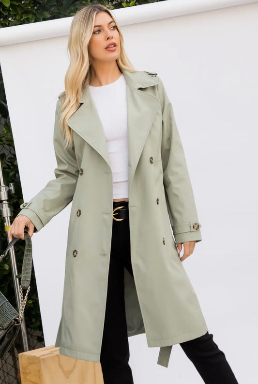THE GIA LONG TRENCH COAT - lt olive