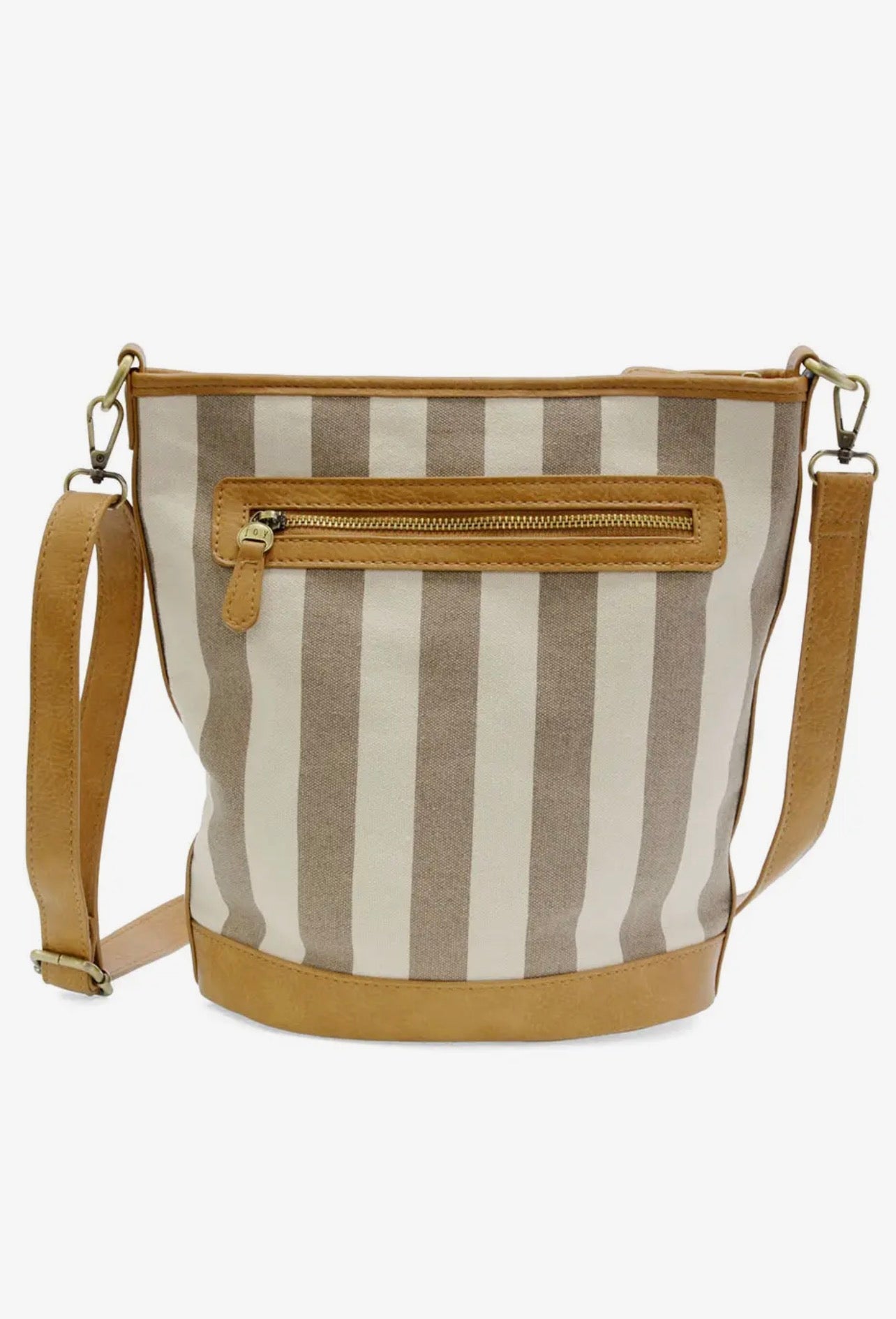 AWNING STRIPED BUCKET CANVAS PURSE - grey
