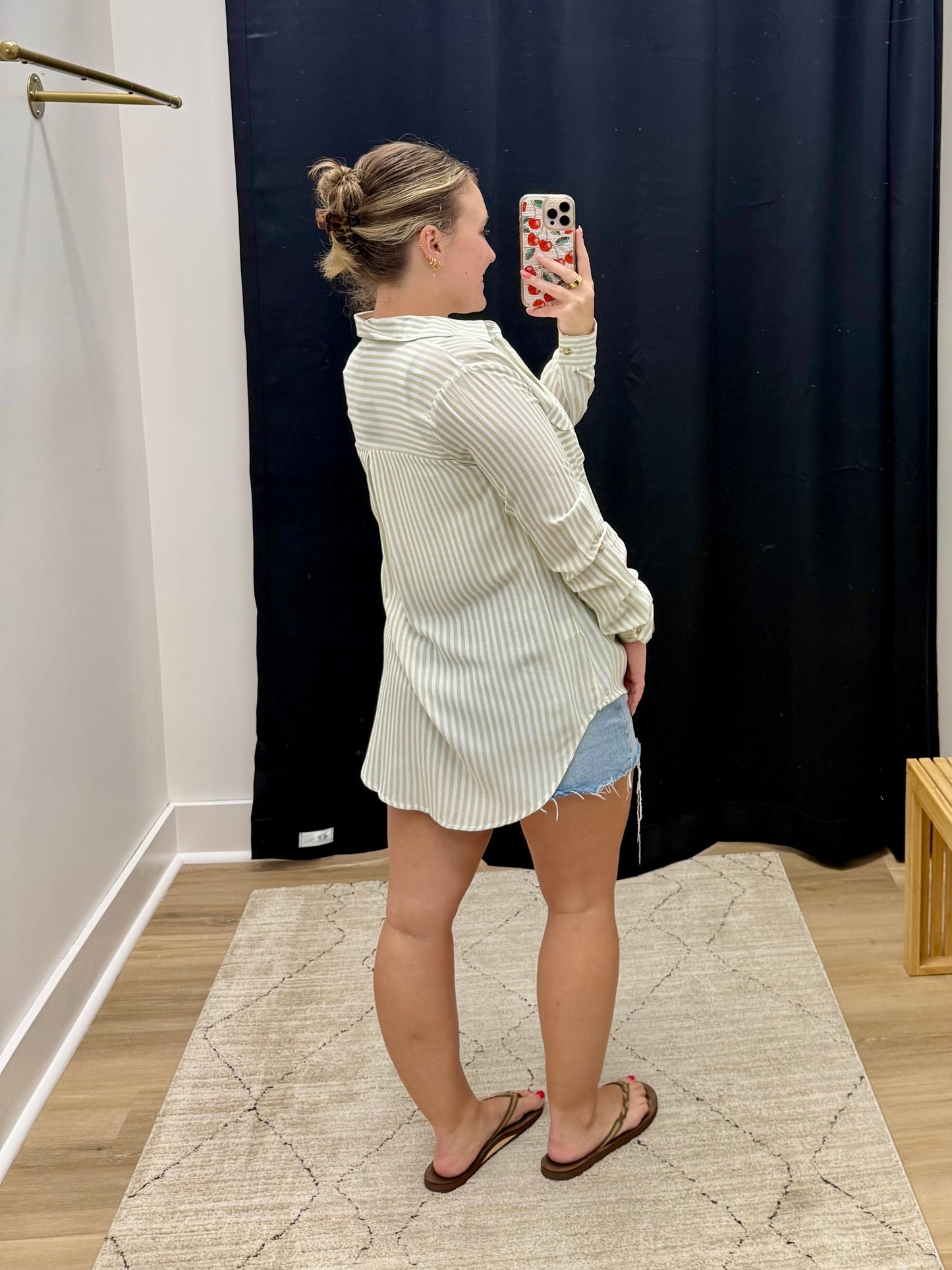 THE SARA STRIPED LIGHTWEIGHT BLOUSE - green