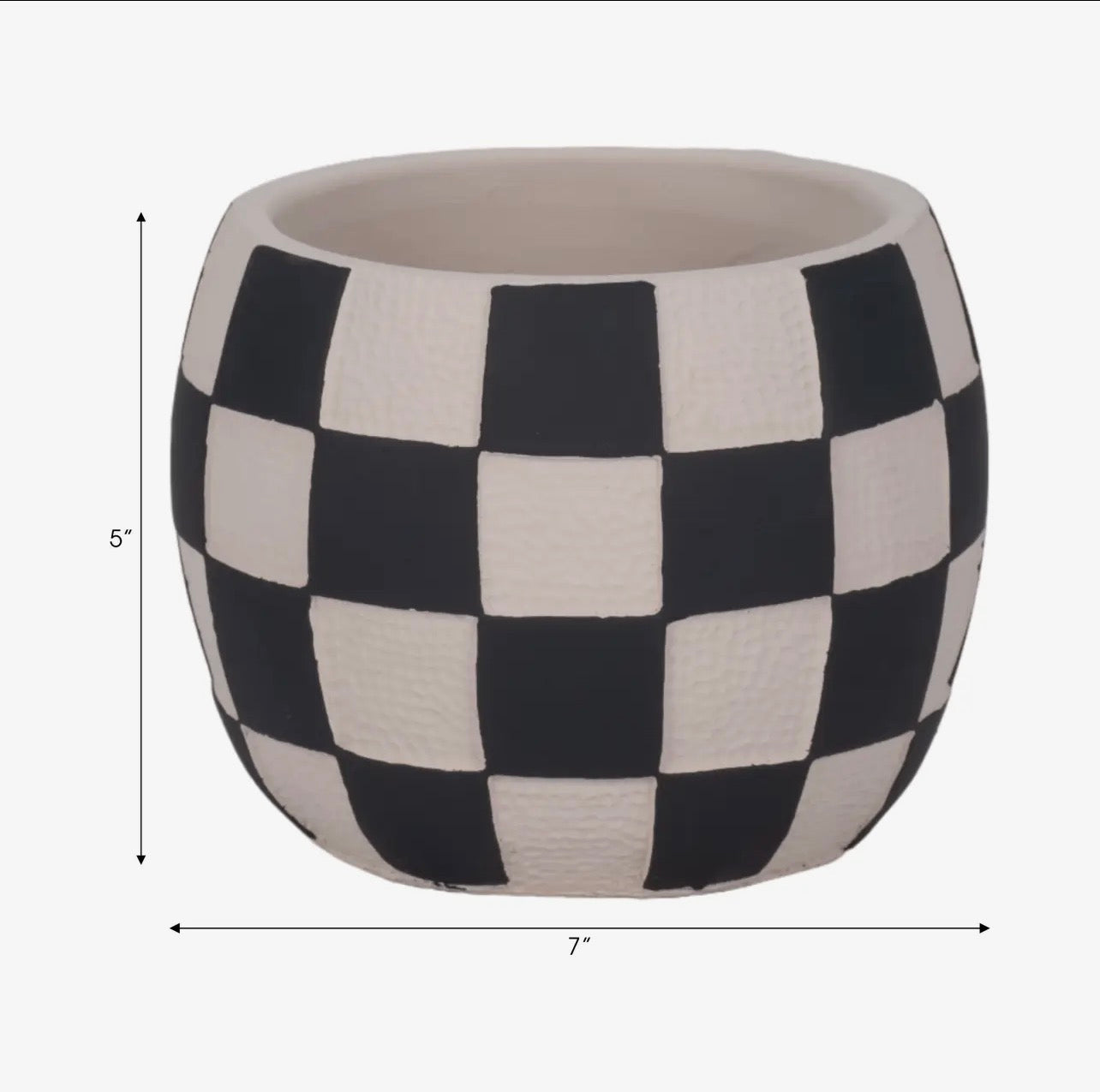BLACK & WHITE CHECKERED PLANTER