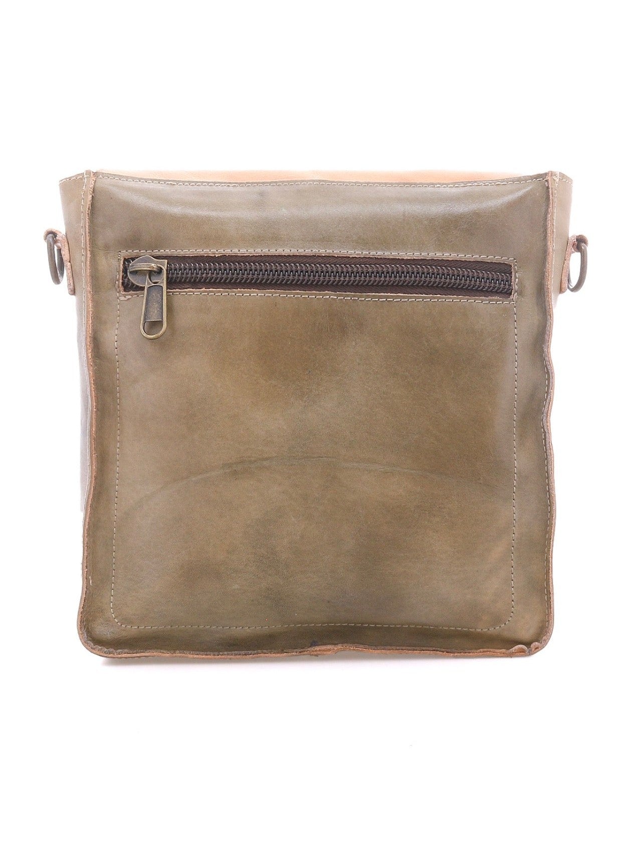 BEDSTU VENICE BEACH LEATHER FLAP CROSSBODY PURSE - taupe oats rustic