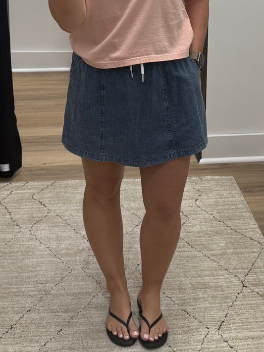 THE KAMI DARK DENIM CHAMBRAY SKORT