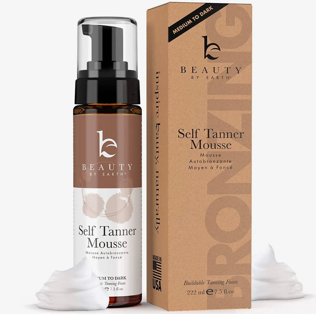BEAUTY BY EARTH TANNING MOUSSE - 7.5 oz Med to dark