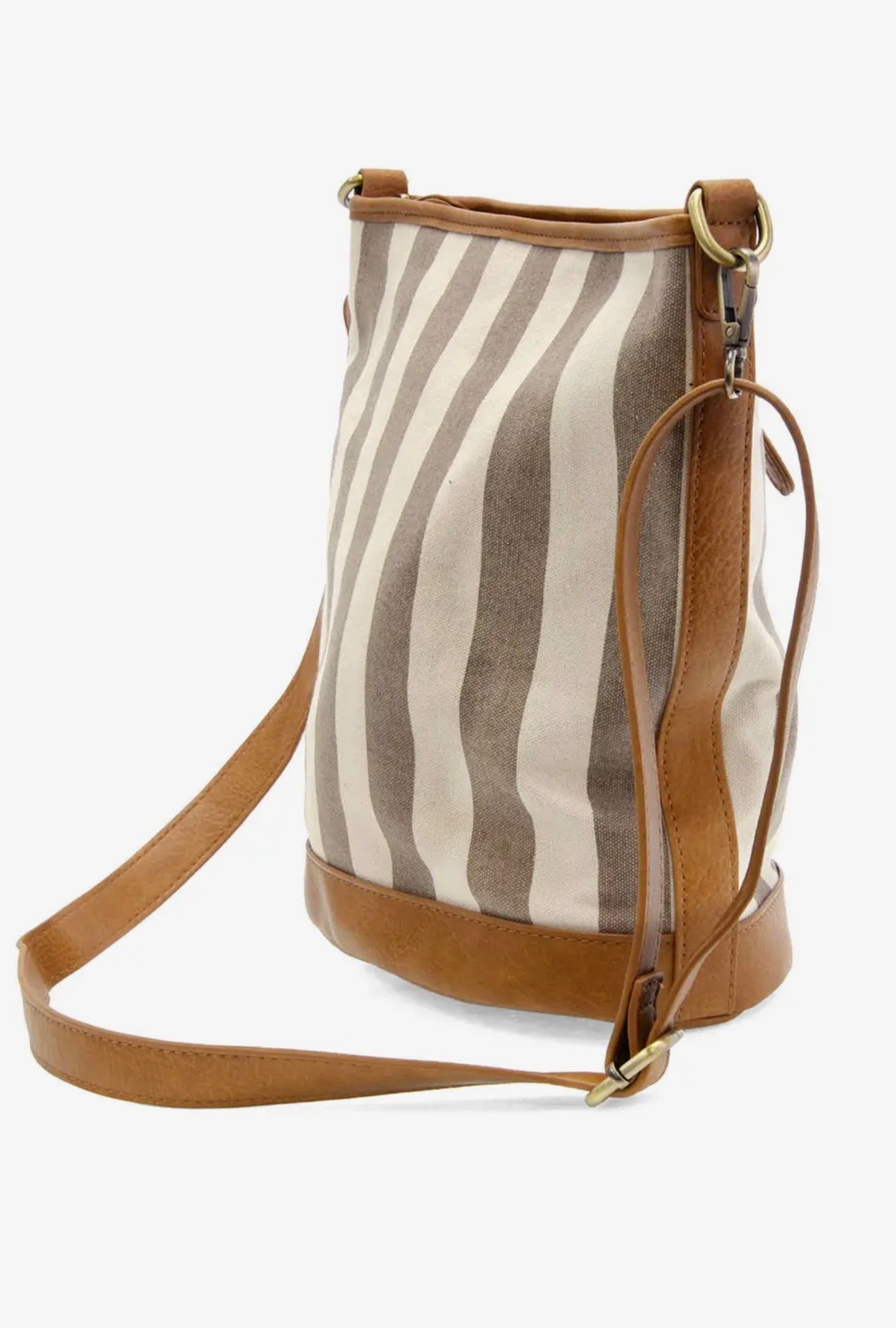 AWNING STRIPED BUCKET CANVAS PURSE - grey