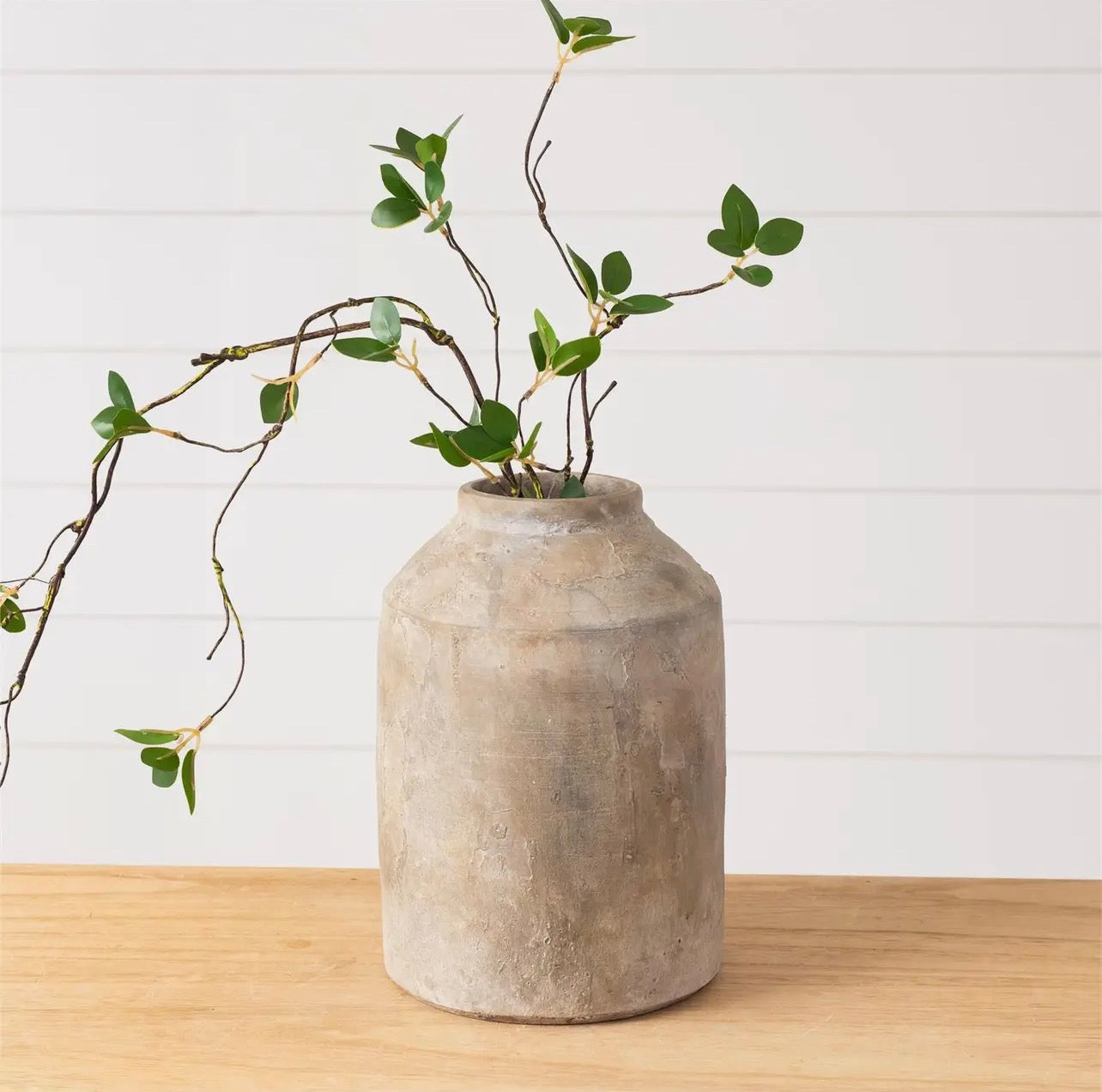 10.75” LARGE ANTIQUED GRAY VASE