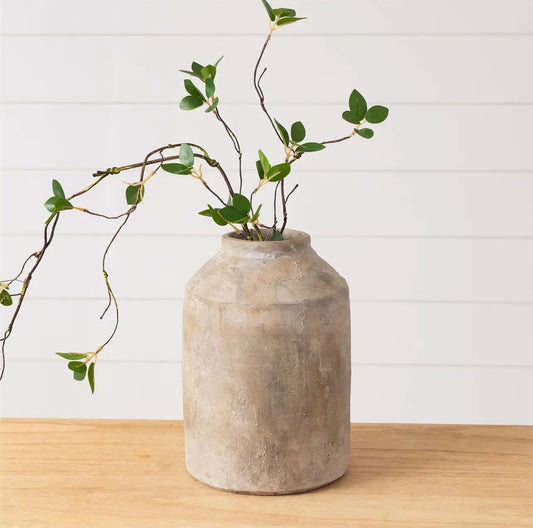 10.75” LARGE ANTIQUED GRAY VASE