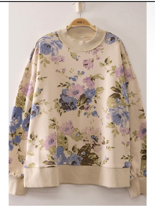 THE PORSHA FLORAL MOCK SWEATSHIRT