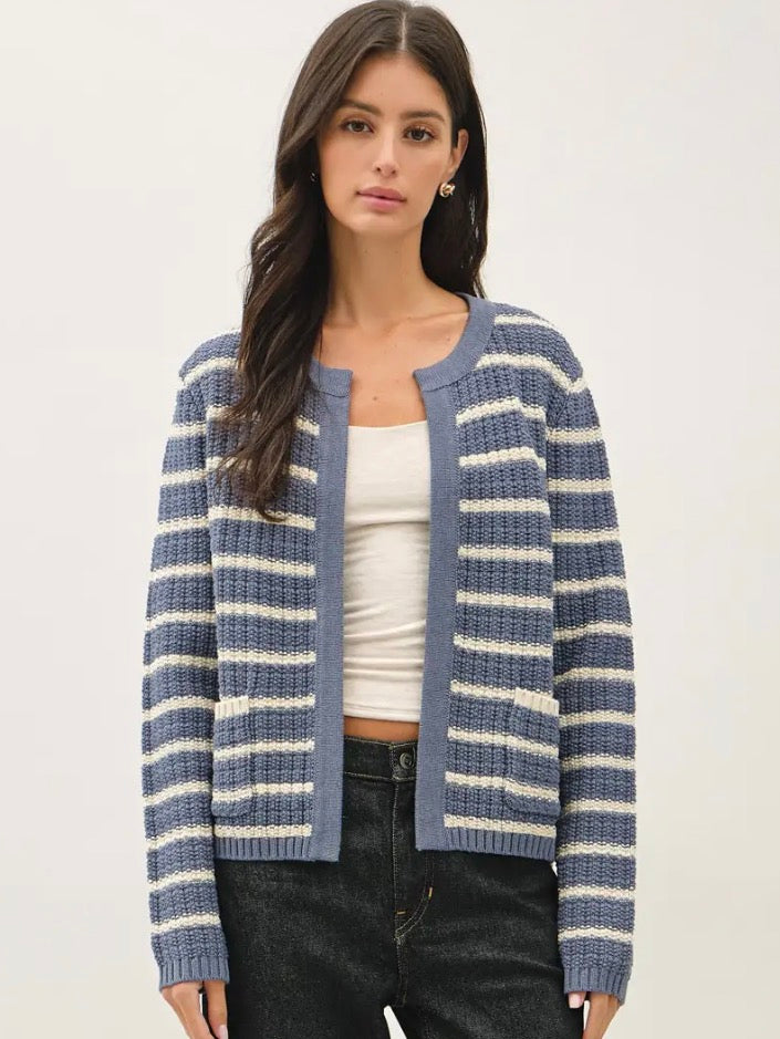 THE CARRIE KNIT OPEN CARDIGAN - blue