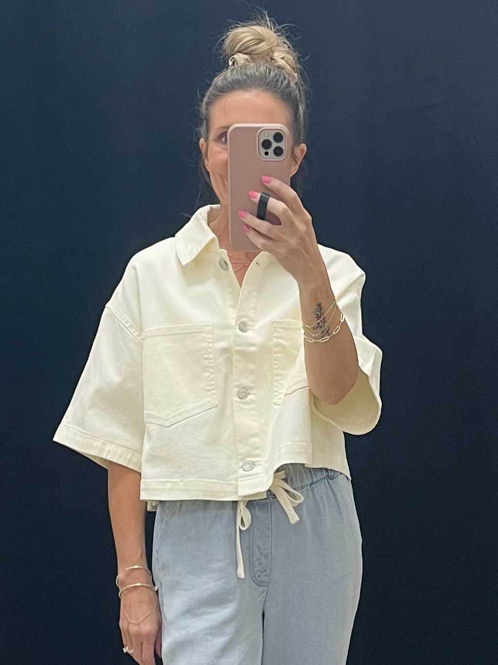 THE MEGAN BOXY SHORT SLEEVE TOP - cream